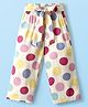 CrayonFlakes Rayon Knit Polka Dots Printed Belted Palazzo - Off White