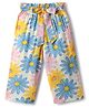 CrayonFlakes Rayon Knit Floral Printed Belted Palazzo - Off White