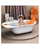 StarAndDaisy Baby Bath Tub with Temperature Sensor for New Born Baby of 0 to 3 Years Anti-Slip, Baby Bather with Wheel, Orange