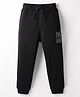 Doreme Single Jersey Knit Full Length Lounge Pant With Text Print - Black