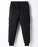 Doreme Terry Knit Full Length Solid Colour Lounge Pant With Pockets - Black
