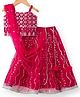 Babyhug Net Woven Sleeveless Choli Lehenga & Dupatta Set with Sequence Embroidery - Fuchsia