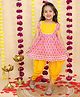 BownBee Cotton Woven Half Sleeves Floral Printed Gota Lace Embellished Dhoti Kurti Set - Pink