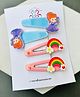 Radhya accessories Set Of 2 Rainbow & Girl Designed Snap Clips - Multi Colour