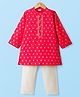 Babyhug Brocade Woven Full Sleeves Kurta Pajama Set with Floral Motif Print - Red