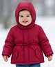 Babyoye Woven Full Sleeves Solid Hooded Padded Jacket With Detachable Hood - Maroon