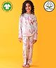 Anthrilo 100% Organic Cotton Knit Full Sleeves Unicorn Printed Coordinating Night Suit Set - Pink
