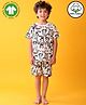 Anthrilo 100% Organic Cotton Knit Half Sleeves Panda Printed Tee & Coordinating Shorts Set - White