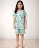 Anthrilo 100% Organic Cotton Knit Half Sleeves Butterfly Printed Tee & Coordinating Shorts Set - Green