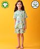 Anthrilo 100% Organic Cotton Knit Half Sleeves Butterfly Printed Tee & Coordinating Shorts Set - Green