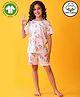 Anthrilo 100% Organic Cotton Knit Half Sleeves Unicorn Printed Tee & Coordinating Shorts Set - Pink