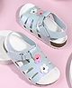 Briskers Floral Applique Detailed Velcro Closure Sandals - Sky Blue