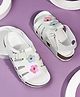 Briskers Floral Applique Detailed Velcro Closure Sandals - White