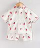 Hugsntugs Cottton Woven Half Sleeves Strawberries Printed Coordinating Mandarin Collar Shirt & Shorts Set - White