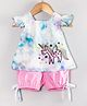 Hugsntugs Cotton Woven Cap Sleeves Unicorn Embroidered Tie Dye Top & Shorts Set - Multi Colour