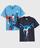 Nap Chief Pure Cotton Knit Pack Of 2 DC Comics Featuring Half Sleeves Superman & Batman Printed Tees - Multi Colour