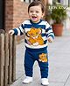 Babyoye Disney Woven  Full Sleeves Pullover Sweater and Pant Set with Lion King Graphics - Navy Blue & White