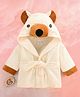 Babyhug Cotton Terry Woven Full Sleeves Hooded Bathrobe with Bear Embroidery - White