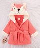 Babyhug Cotton Terry Woven Full Sleeves Hooded Bathrobe with Fox Embroidery - Pink