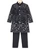 Babyhug Velvet Woven Full Sleeves Sherwani Set with Embroidery & Sequin Detailing - Black