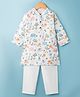 Babyhug Cotton Cambric Woven Full Sleeves Kurta Pyjama Set with Animal Print - Off White