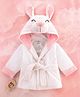 Babyhug Cotton Terry Woven Full Sleeves Hooded Bathrobe with Bunny Embroidery - White