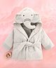 Babyhug Cotton Terry Woven Full Sleeves Hooded Bathrobe with Elephant Embroidery - Grey