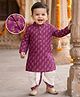 Babyhug Cambric Full Sleeves Floral Printed Kurta Dhoti Set - Purple