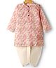Babyhug Cotton Woven Full Sleeves  Printed Kurta Dhoti Set - Pink
