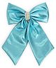 Ribbon candy Pearls Embellished Bow Applique Detailed Alligator Clip - Blue