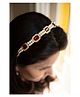 Ribbon candy Pearls & Kundan Embellished Hair Band - Maroon