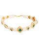 Ribbon candy Kundan Stones & Pearls Embellished Headband - Green & Gold