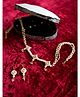 Ribbon candy Kundan & Pearls Embellished Jewellery Set - Golden