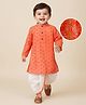Babyhug Cotton Woven Full Sleeves Cambric Printed Kurta Dhoti Set with Sequin Detailing - Orange