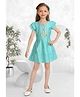 Lei-Chie Cotton Woven Half Puffed Sleeves Threadwork Detailed Dress - Blue