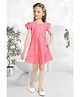 Lei-Chie Cotton Woven Half Puffed Sleeves Threadwork Detailed Dress - Peach