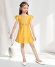 Lei-Chie Cotton Woven Half Puffed Sleeves Threadwork Detailed Dress - Yellow