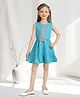 Lei-Chie Linen Woven Sleeveless Geometric Embroidered Dress - Blue