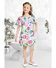 Lei-Chie Cotton Woven Half Sleeves Floral & Hearts Printed Dress - Pink