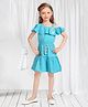 Lei-Chie Linen Woven One Shoulder Frill Detailed Dress With Belt - Blue