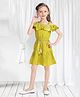 Lei-Chie Linen Woven One Shoulder Frill Detailed Dress With Belt - Green