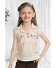 Lei-Chie Cotton Woven Sleeveless Tassels Detailed Crop Top - Beige