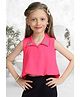 Lei-Chie Woven Sleeveless Stones Embellished Crop Top - Pink