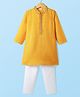 Babyhug Woven Full Sleeves Kurta Pyjama Set with Lace Detailing - Yellow & White