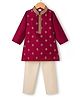 Babyhug Woven Full Sleeves Floral Embroidered Kurta with Pyjama Set - Maroon
