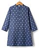Babyhug Cotton Woven Full Sleeves Kurta with Floral Print - Blue