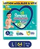 Pampers Complete Skin Comfort Pants, Anti-rash blanket, Lotion with Vitamin E & Aloe Vera,   Large size baby Diapers, (L) 64Count, 9-14 kg