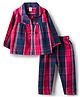 ToffyHouse 100% Woven Cotton Yarn Dyed Full Sleeves Checked Night Suit - Multicolor