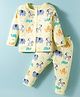 ToffyHouse Cotton Knit Full Sleeves Night Suit With Animals Print - Cream