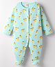 ToffyHouse 100% Cotton Knit Single Jersey Full Sleeves Romper With Lemons Print - Aqua Blue